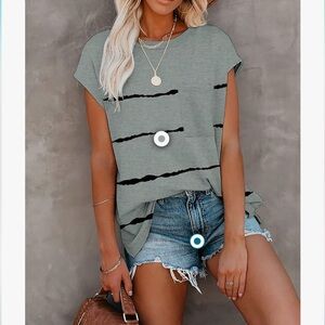 SHEWIN Women Summer Top Casual Loose Batwing Short Sleeve Tees Shirt with Pocket